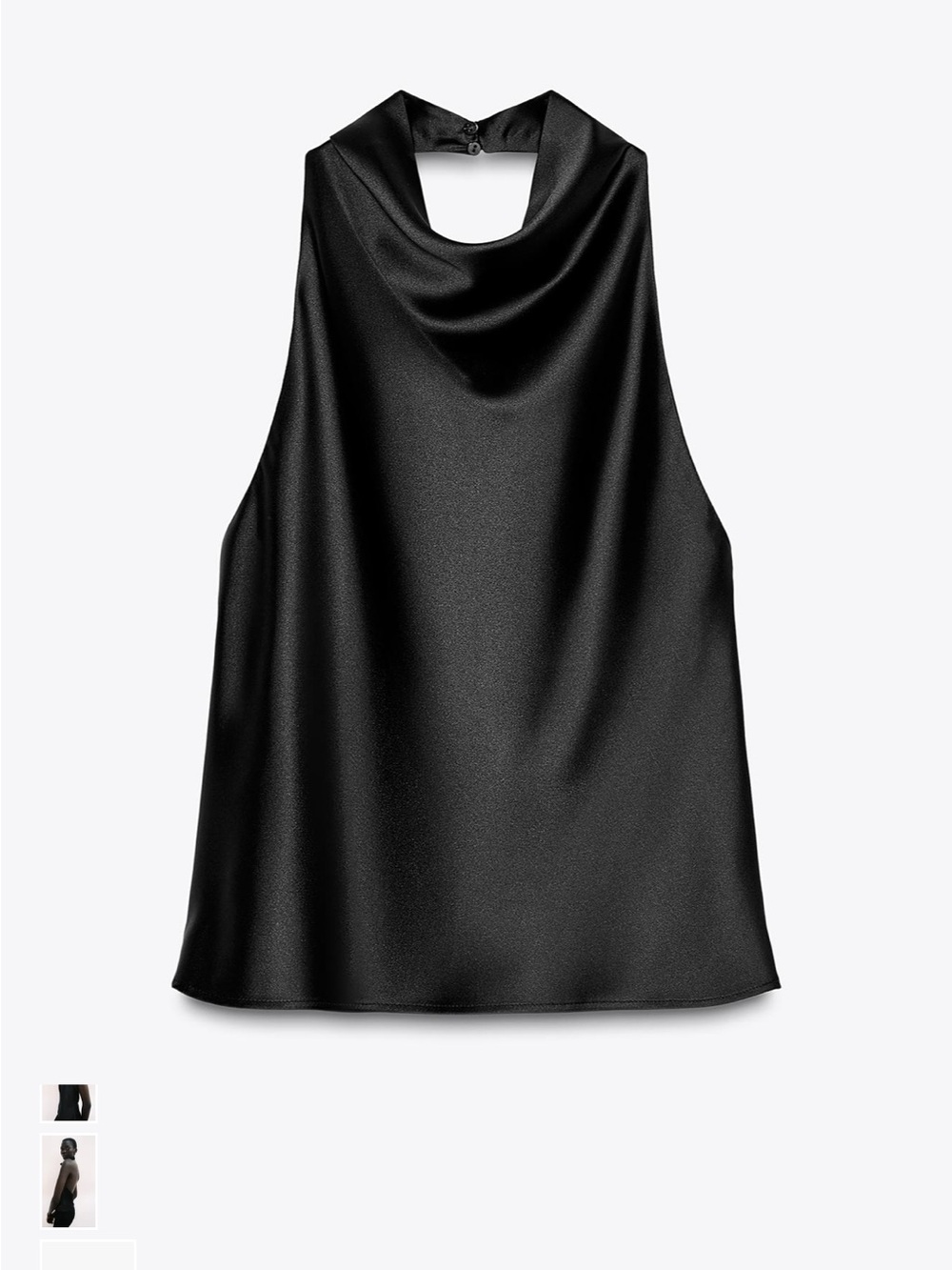 Zara Black Satin Halter Neck Blouse